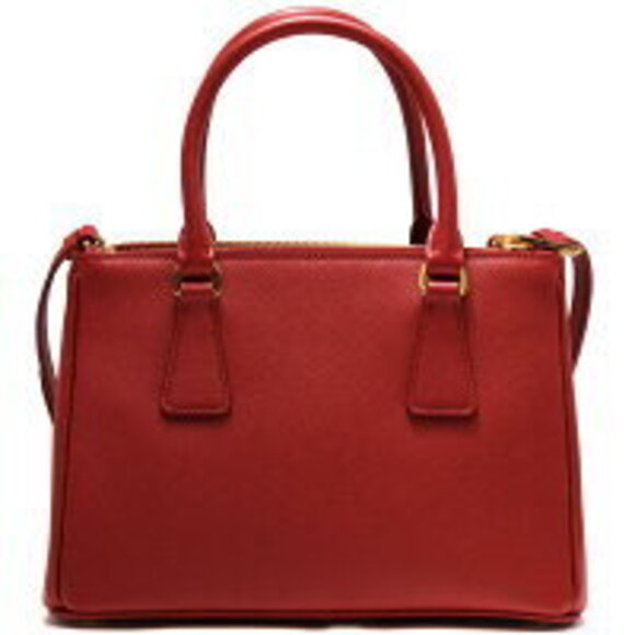 Prada Tote Shoulder Bag Saffiano Lux Triangle Logo Plate Four Red - Picture 4 of 5